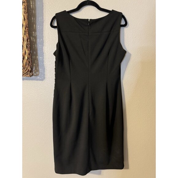 Calvin Klein Sheath Dress 12 Black Starburst Stretch Sleeveless Career - Picture 6 of 10